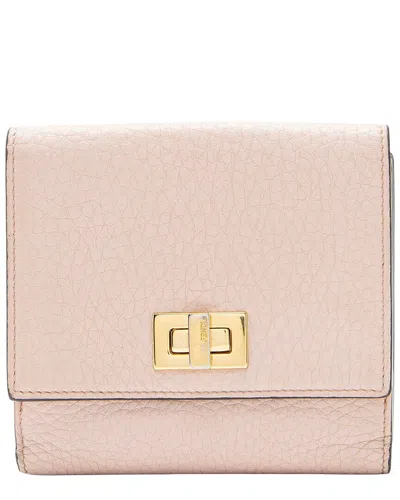Fendi Selleria Leather Peakaboo Compact Wallet (authentic Pre-loved) In Pink