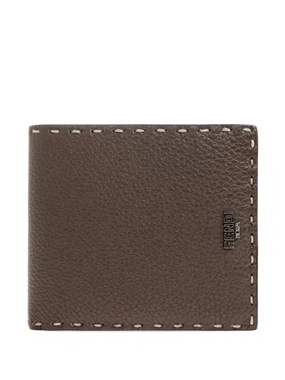 Fendi Selleria Leather Wallet In Red