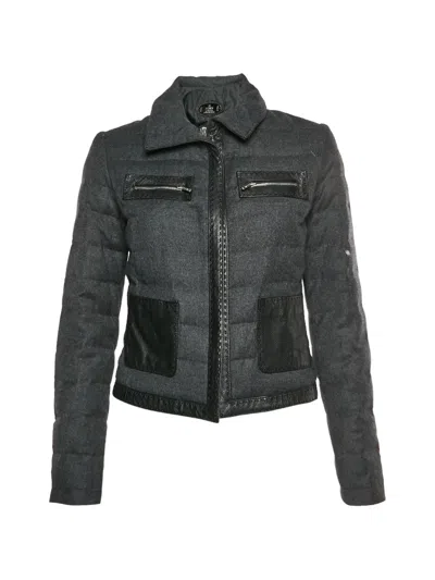 Pre-owned Fendi Selleria Leather-trim Jacket In Gray