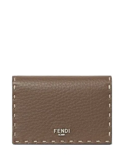 Fendi Selleria Logo-appliqué Wallet In Brown
