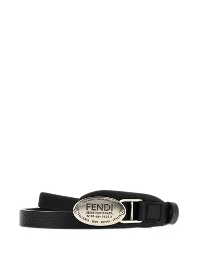 Fendi Selleria Logo-plaque Belt In Black