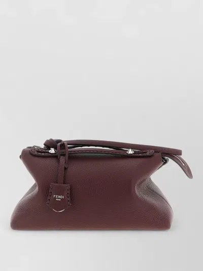 Fendi Selleria Medium Leather Clutch Top Handle Strap