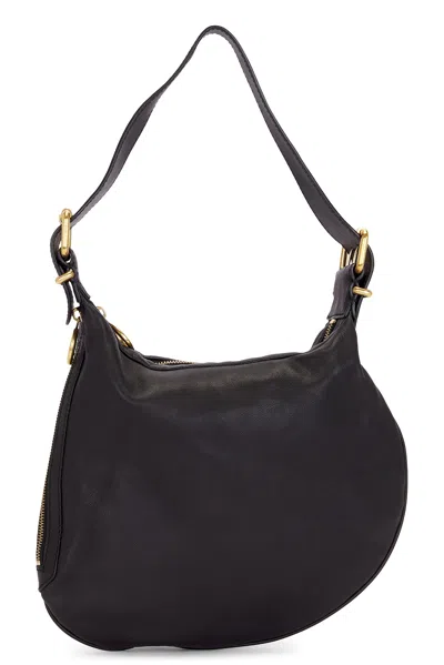 Pre-owned Fendi Selleria Oyster Shoulder Bag In Black