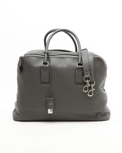 Fendi Selleria Pebbled Weekend Bag In Gray
