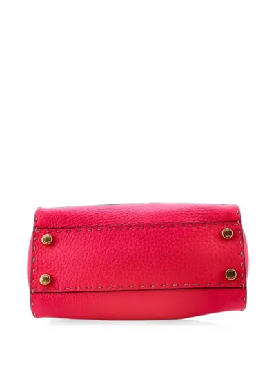 Pre-owned Fendi Selleria Peekaboo Bag Leather Mini Satchel In Pink