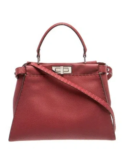 Pre-owned Fendi Selleria Peekaboo Essentially Medium In Red