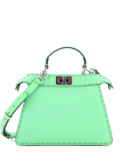 Pre-owned Fendi Selleria Peekaboo Iseeu Bag Leather Small Satchel In Green