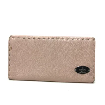 Pre-owned Fendi Selleria Pink Leather Long Wallet (bi-fold) ()