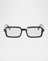 Fendi Selleria Rectangle Acetate Sunglasses In Brown