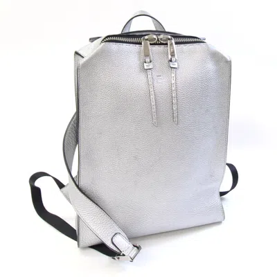 Pre-owned Fendi Selleria Silver Leather Backpack ()
