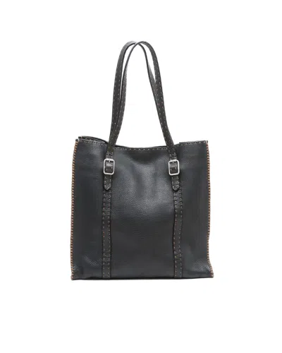 Fendi Selleria Stitch Tote Bag In Black