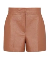 Fendi Selleria-stitching Leather Shorts In Brown