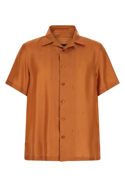Fendi Printed Silk Bowling Shirt In Orange
