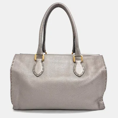 Pre-owned Fendi Selleria Tote Bag In Grey