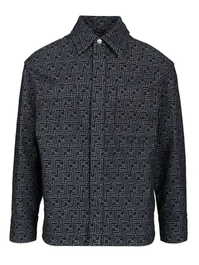 FENDI SELLERIA WHITE JEANS JACKET JACKETS BLUE
