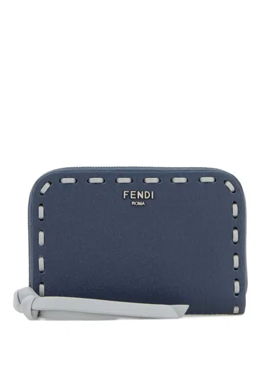 Fendi Selleria Zip-around Wallet In Blue