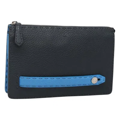 Pre-owned Fendi Selleria Zip Leather Black Leather Clutche & Pouche Bag ()