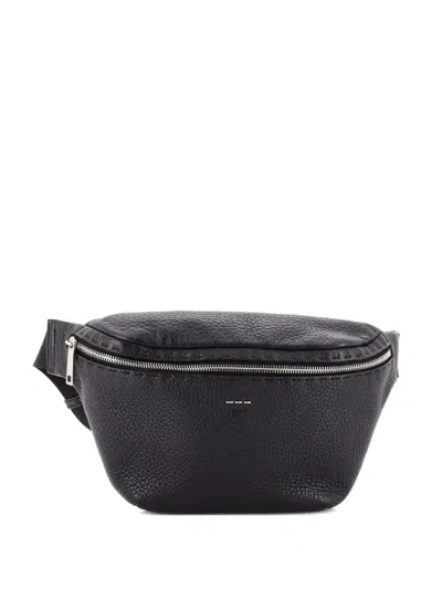 Pre-owned Fendi Selleria Zip Leather Small Belt Bag In Black