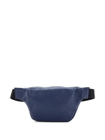 Pre-owned Fendi Selleria Zip Leather Small Belt Bag In Blue