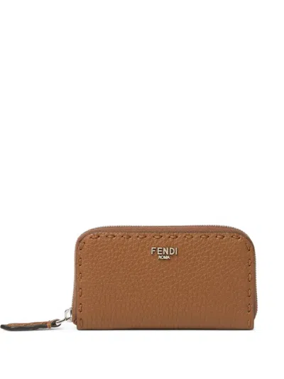 Fendi Selleria Zip-around Mini In Brown