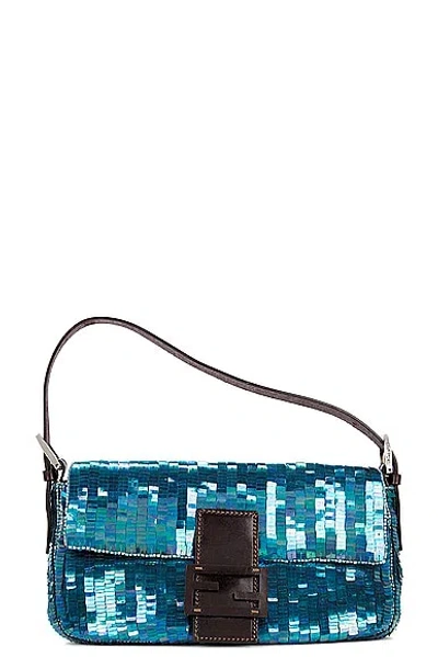 Fendi Sequin Baguette Shoulder Bag In Blue