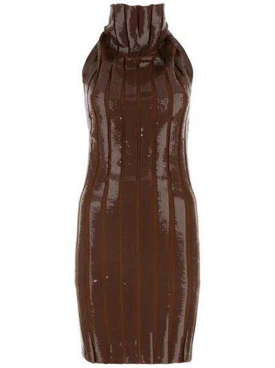 FENDI SEQUIN-EMBELLISHED WOOL MINI DRESS