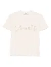 Fendi Beige Cotton And Linen T-shirt With Logo In White