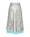 Fendi Sequined Embroidered Skirt In Gray