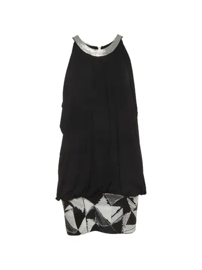Pre-owned Fendi Sequined-draped Mini Dress In Black