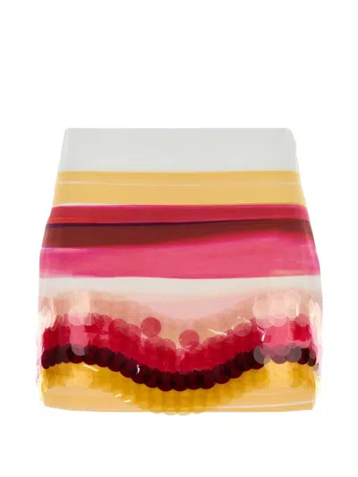 Fendi Sequin-embellished Striped Mini Skirt In Multi
