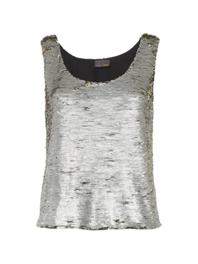 Pre-owned Fendi Sequin-embellished Tank Top In Silver