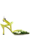 Fendi Sequinned Point-toe Pumps In Grün