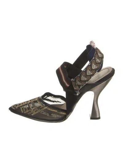 Pre-owned Fendi Sequins Paisley Print Pumps In Black