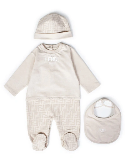 Fendi Babies' Set In Beige