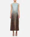 Fendi Silk Midi Dress With Gradient Design In Sky Blue