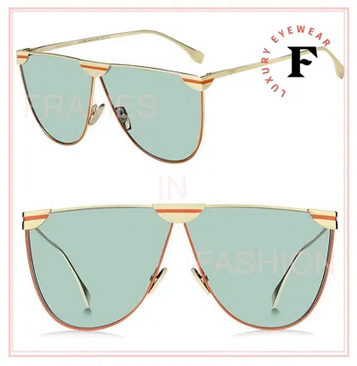 Pre-owned Fendi Shades 0467 Gold Green Orange Line Oversized Metal Sunglasses Ff0467s In Pefqt