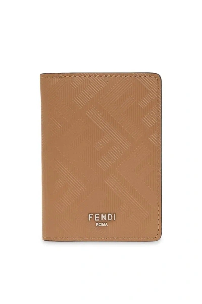 Fendi Shadow Card Holder In Beige
