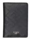 Fendi Vertical Ff All Over Card Holder Wallets Black