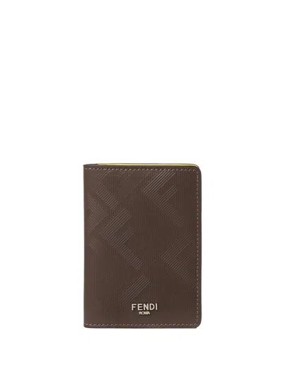 Fendi Shadow Card Holder Accessories In Brown