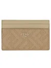 Fendi Compact Geometric Pattern Card Holder In Beige