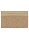 Fendi Compact Geometric Pattern Card Holder In Beige