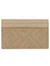 Fendi Compact Geometric Pattern Card Holder In Beige