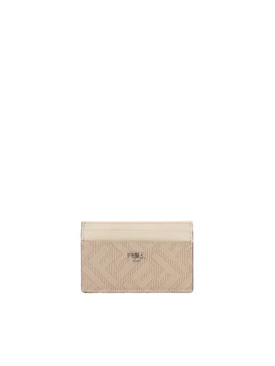 Fendi Shadow Card Holder In Neutral