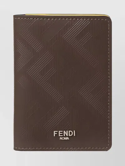 Fendi Shadow Card Holder Stitch Detailing In Brown