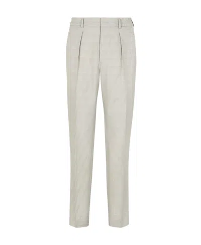 Fendi Shadow Motif Straight-leg Trousers In White