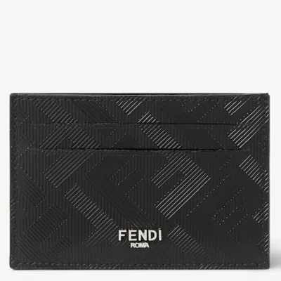 Fendi Shadow Slim Leather Card Holder In ["black"]