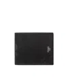 Fendi Men Ff Jacquard Fabric And Leather Bifold Wallet In Black And Red