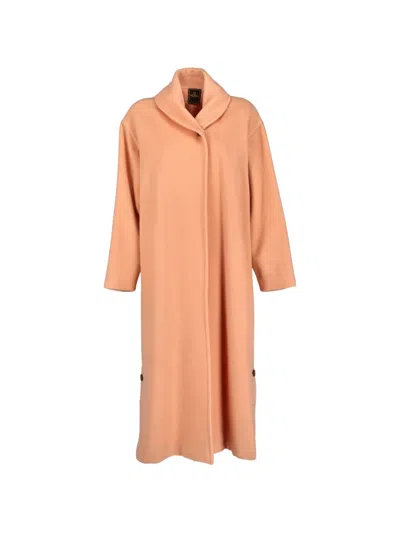 Pre-owned Fendi Shawl-collar Buttoned Coat In Orange