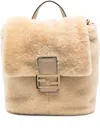 Fendi Shearling Backpack In Neutral