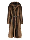 Fendi Single-breasted Shearling Coat In Brown
